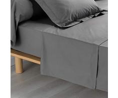 douceur dintÃ©rieur Percaline DRAP PLAT 1 PERSONNE, Anthracite, 180 x 290 CM