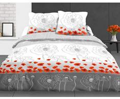 Le linge de Jules Parure de draps, Coton, Rouge, Gris, 140 x 190 cm