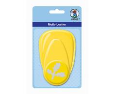 URSUS 19490029 Perforatrice Ã motif, en plastique jumbo, feuille Ilex env. 38,1 mm, manipulation facile grÃ¢ce Ã la fonction levier et Ã la fonction de rÃ©cupÃ©ration pratique Jaune