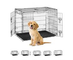 Relaxdays 10030966_485 Cage Maison, Bureau, boîte de Chiens de Voiture, avec récipient, 91 cm, Noir, Acier, Plastique ABS, 1 élément