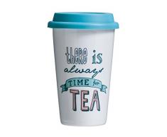 Premier Teatime Tasse de Voyage Thermique avec Couvercle en Porcelaine, Bleu, en Silicone, 330Â ML