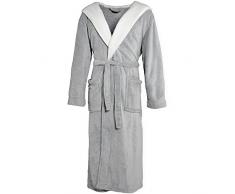CelinaTex Texas Peignoir De Bain, Capuche, De Deux Couleurs, Longue, Poches Appliquées, Femme, Homme, Unisexe, Microfibre, Laine Polaire de Corail S Gris/Blanc créme