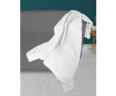 Soleil docre Adele Plaid, jeté de fauteuil, Polycoton, Blanc, 140 x 200 cm