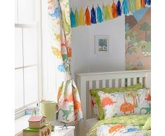 Rideaux à plis crayon avec motifs de dinosaures et embrasses assorties - 66 x 72 Inch- Entièrement doublés - Pour garçons