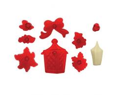 JEM 117CH026 Lot de 9 Emporte PiÃ¨ces Lanterne, Fleurs et Feuilles de NoÃ«l, Plastique, Blanc, 18 x 2 x 28 cm