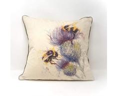 Jane Bannon GP85313 Coussin 40 x 40 cm (Abeilles sur Chardon), Coton, Multicolor, 40 x 40 x 11 cm