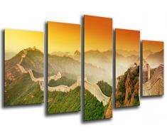 Tableau Moderne Photographique, Impression sur bois, Coucher de soleil de paysage chinois, 165 x 62 cm, ref. 26434