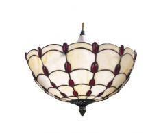 Loxton Lighting 35Â cm dÃ´me inversÃ© Homestyle Piercing Suspension, Verre, Rouge/beige, 31 x 34 cm