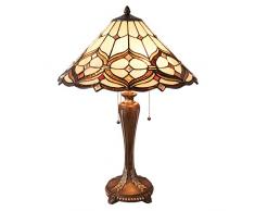Lumilamp 5LL-5880 Art Deco Tiffany Lampe de Table avec culot E27 et Verre coloré à 47 x 63 cm Max. 3 x 60 W