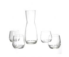 JJA 135791 Coffret Carafe + 4 Gobelets, Verre, Transparent