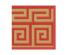 Caspari Lot de 20 serviettes de table en papier mÃ©andre grec Rouge et dorÃ© 14 000 l
