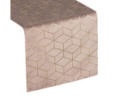 Eurofirany Chemin de Table en Velours Motif géométrique 35 x 140 cm