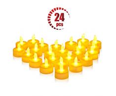 Omorc Lot de 24 bougies LED sans flamme, lumière jaune chaude, 100 heures longue durée de vie de la batterie, pour décoration de maison, chambre, Noël, fête, mariage, anniversaire