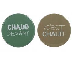 TheKitchenette 6317153 Dessous de Plat Rond décoré Cest Chaud Devant, Melamine, Bleu-Taupe, 20 x 20 x 19,9 (cm)