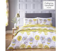 Catherine Lansfield Banbury Linge de lit Rideaux Motif Floral Facile dâEntretien, Jaune, Parure de lit King Size