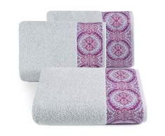 Eurofirany Lot de 3 Serviettes de Toilette en Coton Doux Motif Oriental 70 x 140 cm