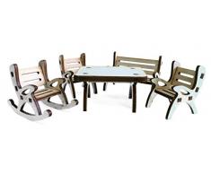 Petra S Bastelmaxi-gmh04fs2 News A Table Groupe, Comprenant 1 Table, 1 x Banc de Jardin, 1 x Fauteuil à Bascule et 2 chaises en Bois, 5 pièces