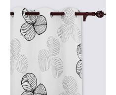 Deconovo Rideaux Occultants Oeillet Decorative Argente Motif Isolation Thermique Ãconomiser de lénergie Fenêtre pour Chambre 2 Pcs, Blanc Pâle Gris, 117x183cm