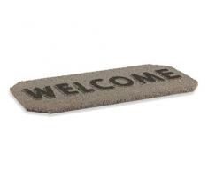 Galileo Casa Tapis Coco et PVC Welcome Gris 33 x 68 cm NO Gris