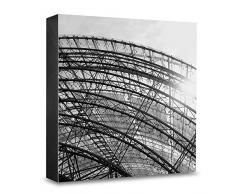 COGNOSCO HG-L107 Tableau Mural en Bois avec Photo darchitecture Leipzig et Halle Messe en Bois Noir/Blanc 15 x 15 cm