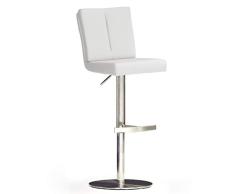 Robas Lund BRU.NI Chaise de bar/Tabouret de bar, PU/Inox, rond/tournable 360Â°, environ 42 x 89-114 x 53 cm, blanc