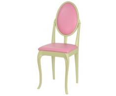 High Street Design Lot de 4 chaises de salle à manger Crème avec pieds Cabriole et rose simili cuir Coussins