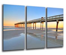 Tableau Moderne Photographique, Impression sur bois, Coucher de soleil plage paysage, 97 x 62 cm, ref. 26003