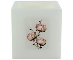 Magic Candle World Lanterns Lampe Lanterne avec verre FUSING DÃ©corations, blanc, 11,5Â x 11,5Â x 11,5Â cm