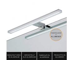 Kibath Gue Blanc Applique LED 60 cm 14 W, indiquée pour salle de bain Placement avec support universel pour miroir, meuble et cheminée Ãclairage froid uniforme. Fabriqué en aluminium, 60