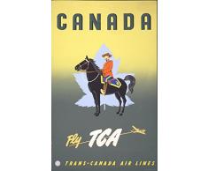 Le Collectif Poster Vintage Canada Fly TCA Mountie Marchepied Poster de Voyage Format A2 42 cm x 59.4 cm Impression de qualité, Bois, Multicolore, 59.4 x 42 x 59.4 cm