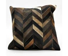 M S L Coussin en Cuir de Vache Marron