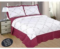 ForenTex Couvre-lit ql-2629Â Couvre lit brodÃ© Cousue avec taies pour Printemps/Ã©tÃ©/Automne Violet 250Â x 260Â cm + 2/50Â X 70Â Coussins 3Â 