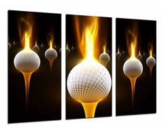 Tableau Moderne Photographique, Impression sur bois, Golf, Ball avec le feu, Sport, 97 x 62 cm, ref. 26683