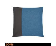 Zons Malton Coussin Simili Cuir 45x45cm 6 Couleurs + Rembourrage 450g (Bleu)
