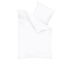 Kaeppel G-130006-01D3-VA97 Parure de lit en Satin Blanc uni Taie doreiller 80 x 80 cm et Une Housse de Couette 155 x 220Â cm