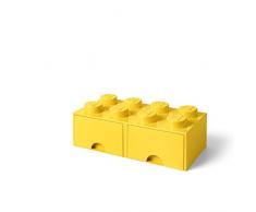 LEGO 40061732 Brique de rangement empilable Légo 8 plots 2 tiroirs Plastique Jaune H18 x 25 x 50 cm