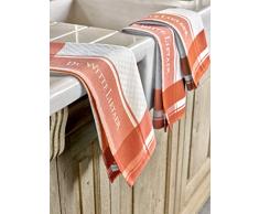 De Witte Lietaer DWL Lot 3 Torchons, 100% Coton, Blanc-Rouge Mangue, 3/50x70 cm
