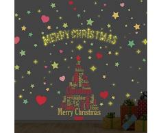 Wallflexi DÃ©corations de NoÃ«l Stickers muraux Magical Ensemble de dÃ©coration darbre de NoÃ«l Stickers muraux Salon Enfants Chambre denfant Ã©cole Restaurant CafÃ© HÃ´tel Home Office DÃ©cor, Multicolore