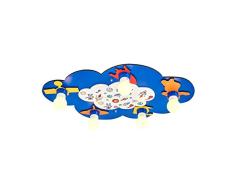 Homemania Rocket Plafonnier mural Bleu en bois 70 x 44 x 6 cm 5 x E27 24 W