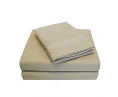 QualitÃ© supÃ©rieure Ultra Doux Poids lÃ©ger rÃ©sistant aux Rides de lit avec Broderie Peaks dans Un Coffret Cadeau, 100% Microfibre brossÃ©, Marron Clair, Californie King Size, 4Â piÃ¨ces