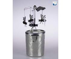 Kerzenfarm 84384 Photophore en Verre Motif Abeille ArgentÃ© 16 x 6 x 6 cm