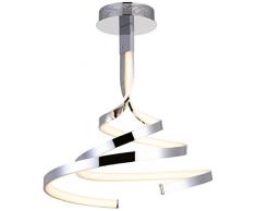interfan plafonnier de LED avec forme de spirale et bras entrecruzados, gris