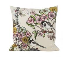 Nadja Wedin design wagtails Printemps en Velours Blanc cassé â Housse de Coussin 48 X 48 cm
