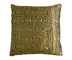 Nitin Goyal Dabbi Coussin smocké à la Main Motif nÅuds Olive 40 x 40 cm