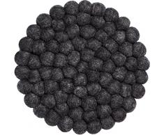 myfelt Hugo Feutre Boule de Dessous de Plat Rond, Laine Vierge, Anthracite, Ã 20Â cm