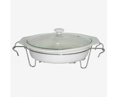 Better & Best Plat à four ovale en céramique et verre avec couvercle Blanc 43 x 30 x 17 cm