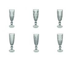 Villa DEste Home Tivoli 5902634 Lot de 6 verres à champagne en verre géométrique