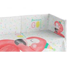 Pooch Flamin-go Protecteur de Berceau, Extérieurâ¯: 100% Coton Intérieurâ¯: Fibre Creuse siliconée, Blanc, 60Â