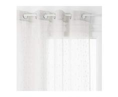 HomeMaison Voilage avec Fines Rayures Verticales à Oeillets, Polyester, Ivoire, 240x140 cm