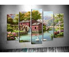 Bonamaison Peinture sur toile, multicolore, 100 x 60 cm, 5 unit - ConÃ§u et fabriquÃ© en Turquie